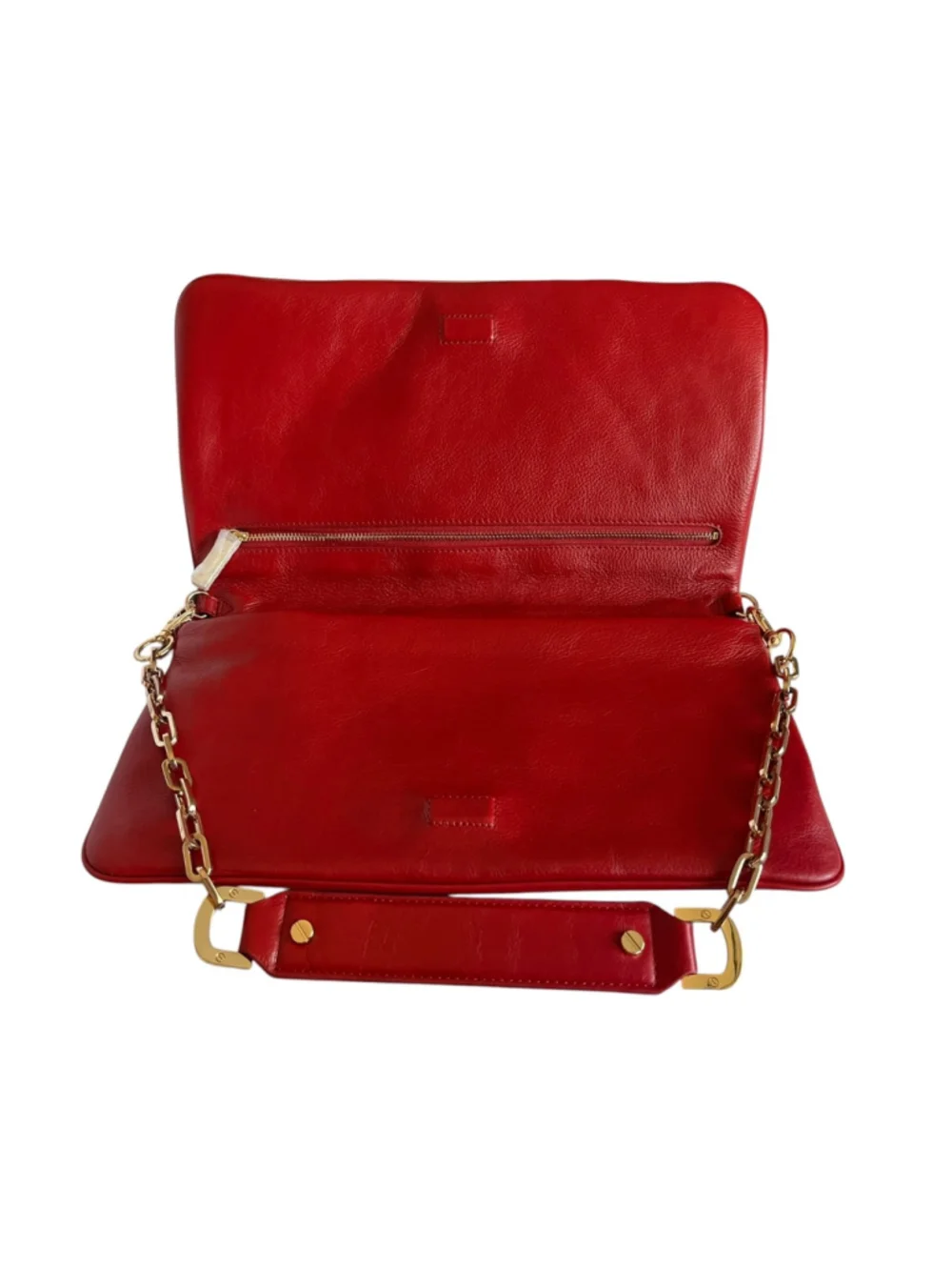 Tory Burch NWT Leather Clutch Bag CLAYTON REVA CLUTCH French Red